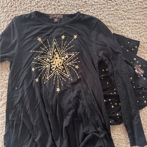 Imoga Black Tee with Gold Star Design